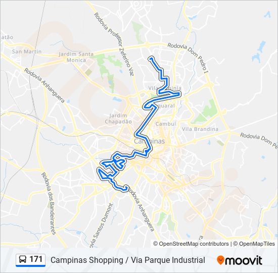 Rota da linha 171 horários paradas e mapas Shopping Dom Pedro