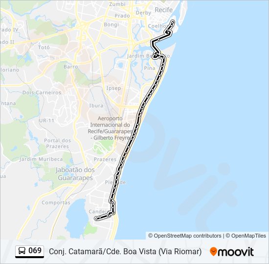 Rota da linha 069 horários paradas e mapas Conj Catamarã Cde Boa