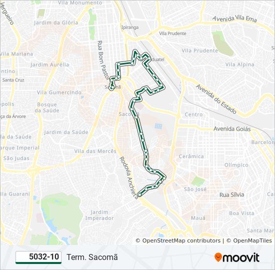 Rota da linha 503210 horários paradas e mapas Term Sacomã Atualizado