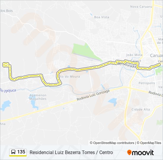 Rota da linha 135 horários paradas e mapas Luiz Bezerra Torres