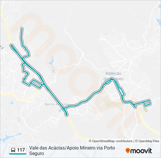 Rota da linha 117 horários paradas e mapas Vale Das Acácias Porto