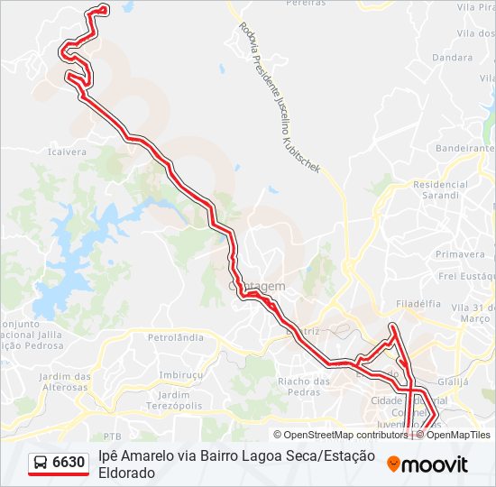 Rota da linha 6630 horários paradas e mapas Ipê Amarelo Cidade