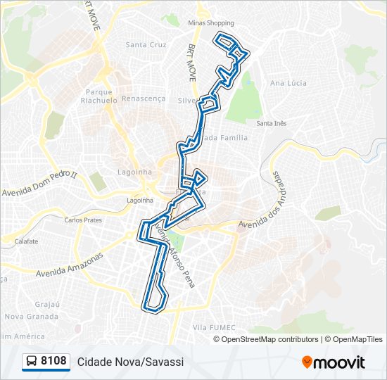 Rota da linha 8108 horários paradas e mapas Cidade Nova Desvio