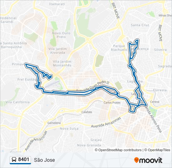 Rota da linha 8401 horários paradas e mapas São Jose Atualizado