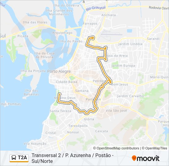 Rota da linha t2a horários paradas e mapas Transversal 2 P