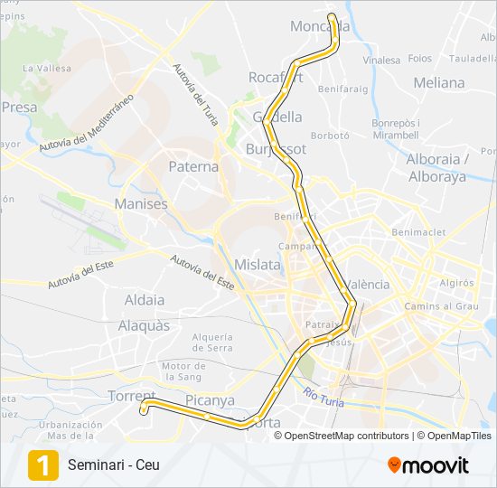 Línea 1 horarios paradas y mapas Seminari Ceu Actualizado