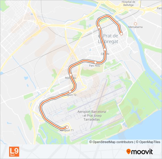 Línea l9s horarios paradas y mapas Aeroport T1 Actualizado