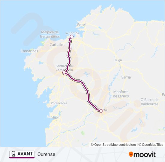 Línea avant horarios paradas y mapas Ourense Actualizado