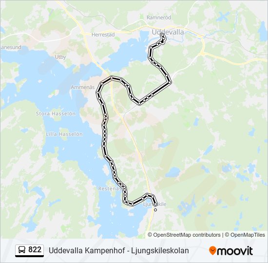 822 Rutt Tidtabeller Hållplatser Kartor Uddevalla Kampenhof