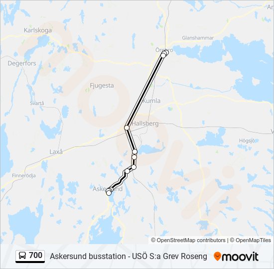 700 Rutt Tidtabeller Hållplatser Kartor Usö S A Grev Roseng