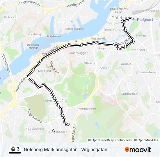 3 Rutt Tidtabeller Hållplatser Kartor Göteborg Centralst