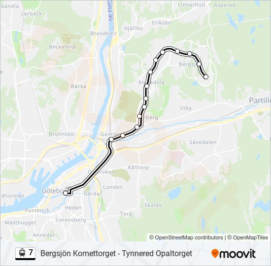 7 Rutt Tidtabeller Hållplatser Kartor Göteborg Centralst