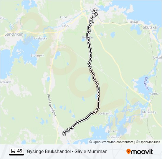 49 Rutt Tidtabeller Hållplatser Kartor Hedesunda Uppdaterat