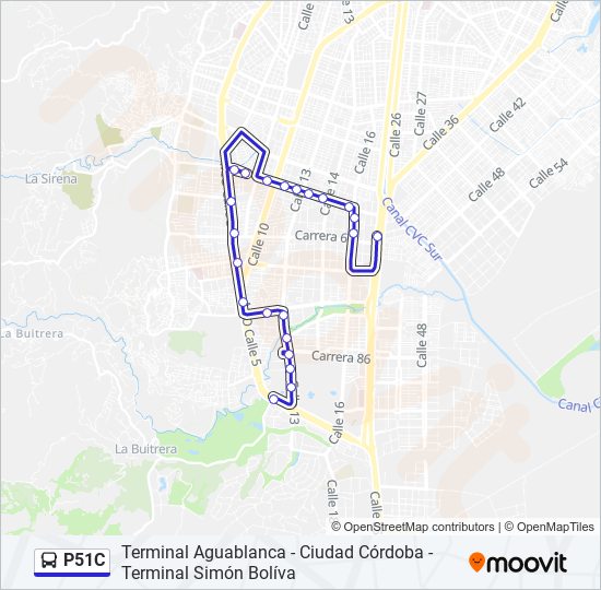 Ruta p51c horarios paradas y mapas Terminal Simón Bolívar A2