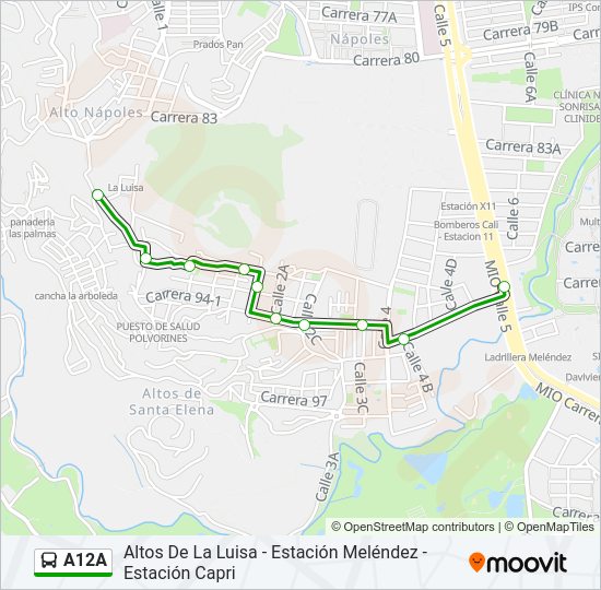 Ruta A A Horarios Paradas Y Mapas Cl C Oe Con Kr Melendez C