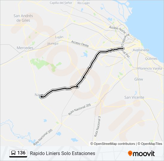 Ruta 136 Horarios Paradas Y Mapas Rapido Liniers Solo Estaciones