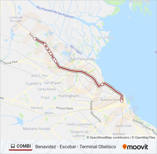 Ruta Combi Horarios Paradas Y Mapas Escobar Terminal Obelisco