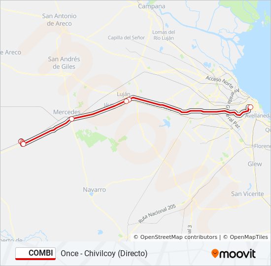 Ruta Combi Horarios Paradas Y Mapas Once Chivilcoy Directo