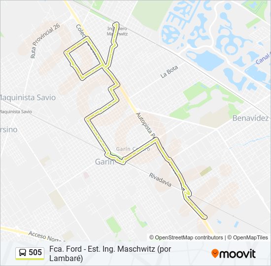 Ruta 505 Horarios Paradas Y Mapas Fca Ford Est Ing Maschwitz