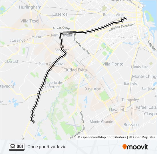 Ruta 88i Horarios Paradas Y Mapas Once Por Rivadavia Actualizado