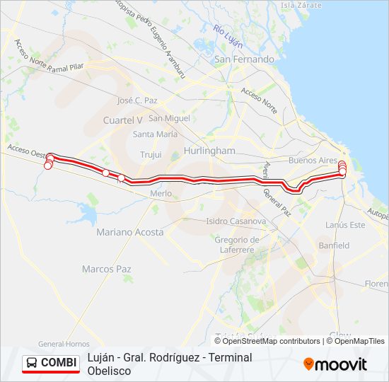 Ruta combi horarios paradas y mapas Gral Rodríguez Terminal