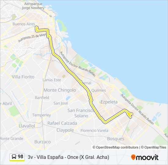 Ruta 98 horarios paradas y mapas 3v Villa España Once X Gral