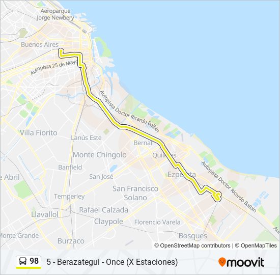 Ruta 98 Horarios Paradas Y Mapas 5 Berazategui Once X