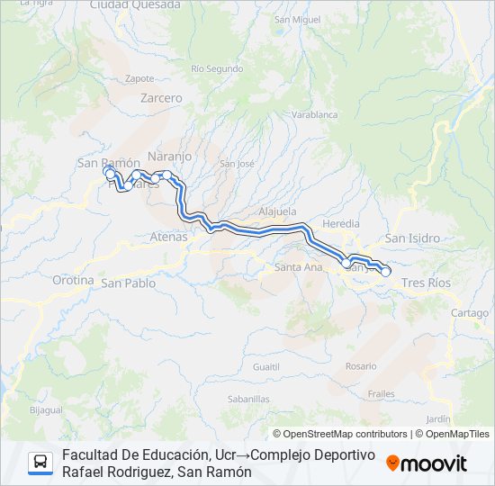 Ruta San Ram N Universidad De Costa Rica Horarios Paradas Y Mapas