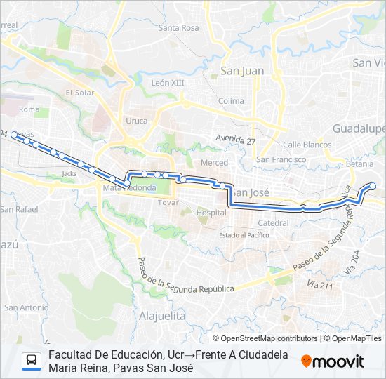 Ruta Pavas Universidad De Costa Rica Horarios Paradas Y Mapas