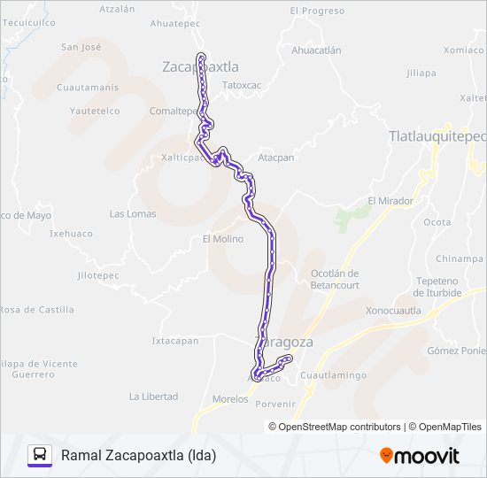 Ruta Zaragoza Horarios Paradas Y Mapas Ramal Zacapoaxtla Ida