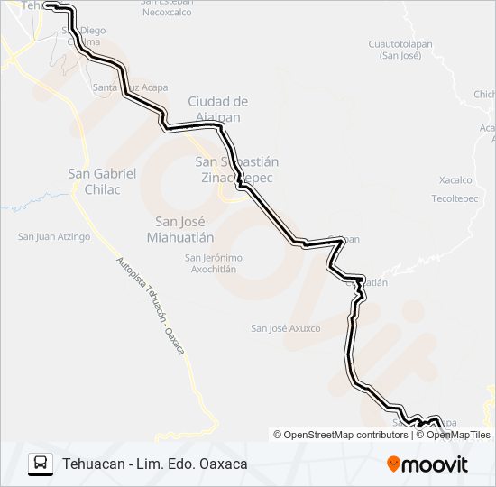 Ruta tehuacán horarios paradas y mapas Ramal Tehuacán Lim Edo De