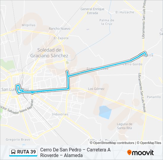 Ruta 39 Horarios Paradas Y Mapas Cerro De San Pedro Carretera A