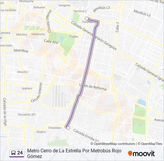 Ruta 24 Horarios Paradas Y Mapas Metro Cerro De La Estrella Por