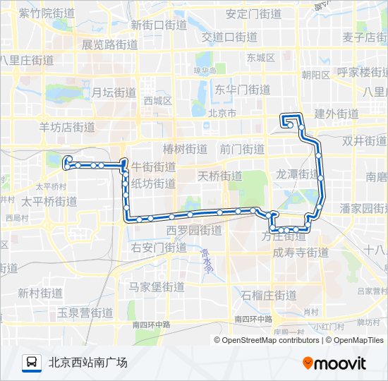 122路线:日程,站点和地图-北京西站南广场