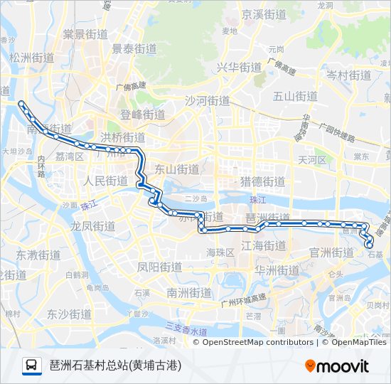 229路路线:日程,站点和地图-琶洲石基村总站(黄埔古港)