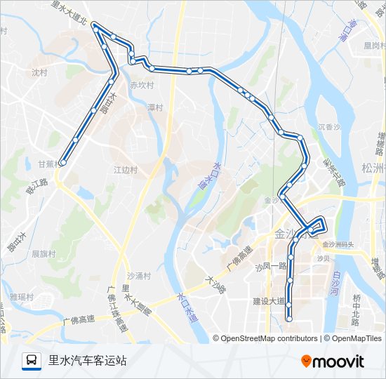 佛里07路路线:日程,站点和地图-里水汽车客运站