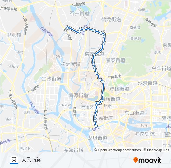 公交高峰快44路路的线路图