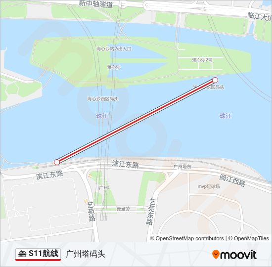 s11航线路线:日程,站点和地图-广州塔码头