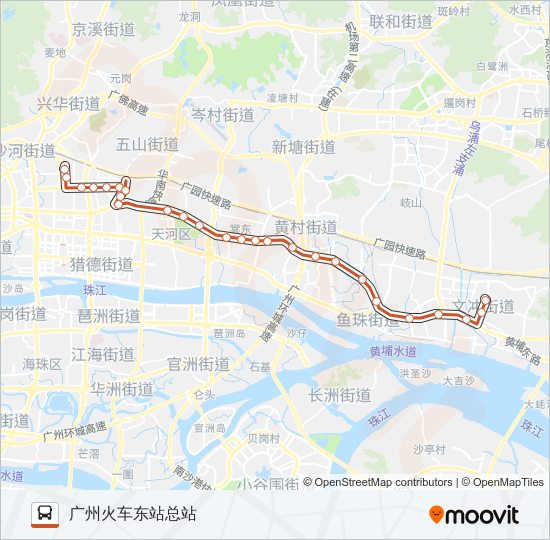 b17路路线:日程,站点和地图-广州火车东站总站