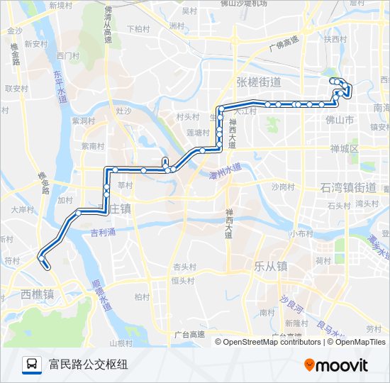 k2路路线:日程,站点和地图-富民路公交枢纽