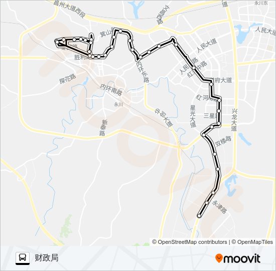 永川115路路线:日程,站点和地图-财政局