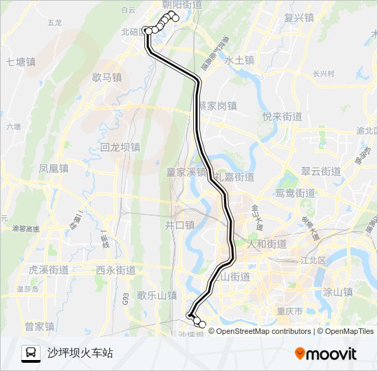 535路路线:日程,站点和地图-沙坪坝火车站