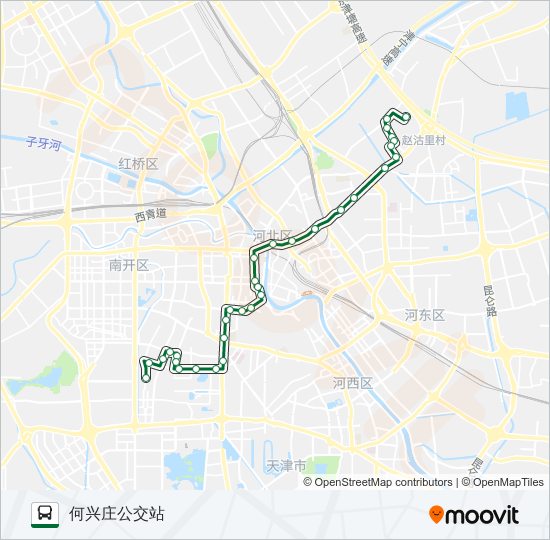 633路路线:日程,站点和地图-何兴庄公交站