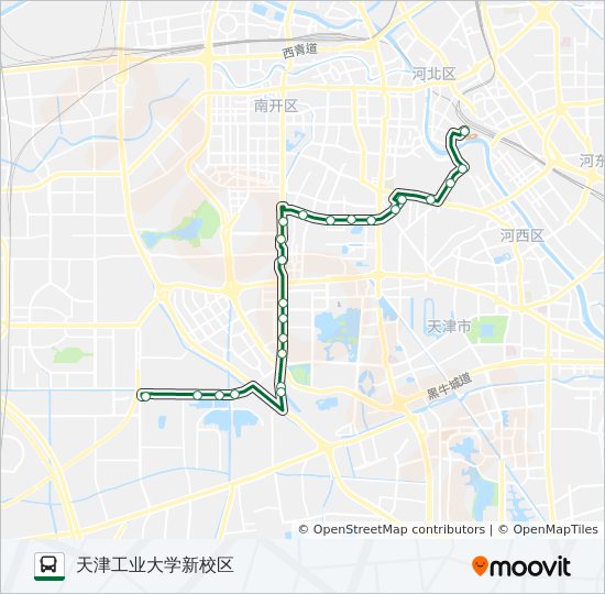 650路路线:日程,站点和地图-天津工业大学新校区