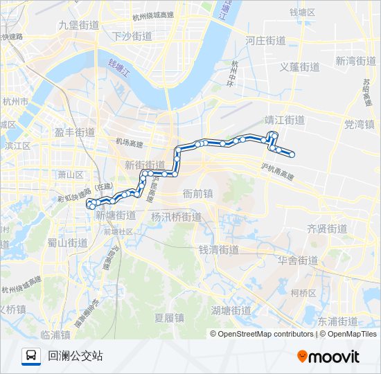 873路路线:日程,站点和地图-回澜公交站