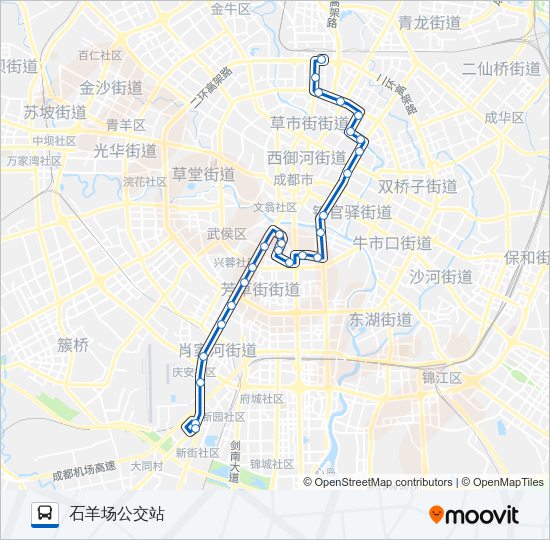 28路路线:日程,站点和地图-石羊场公交站