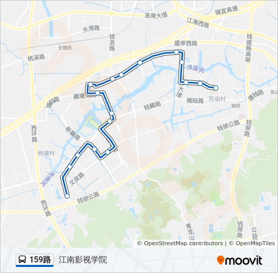 159路路线:日程,站点和地图-江南影视学院