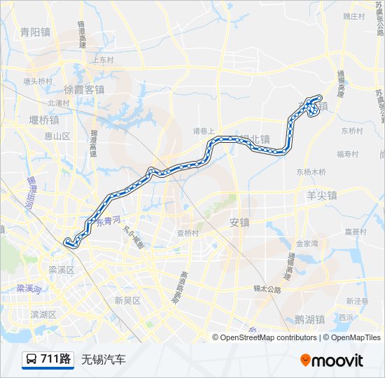 公交711路的线路图