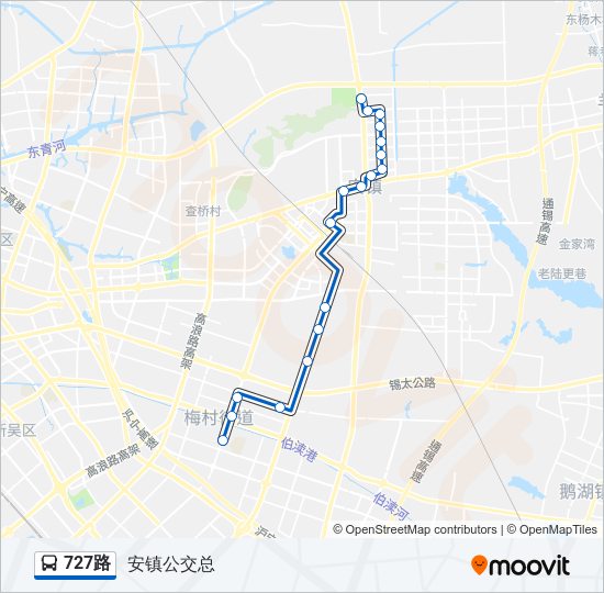 727路路线:日程,站点和地图-安镇公交总