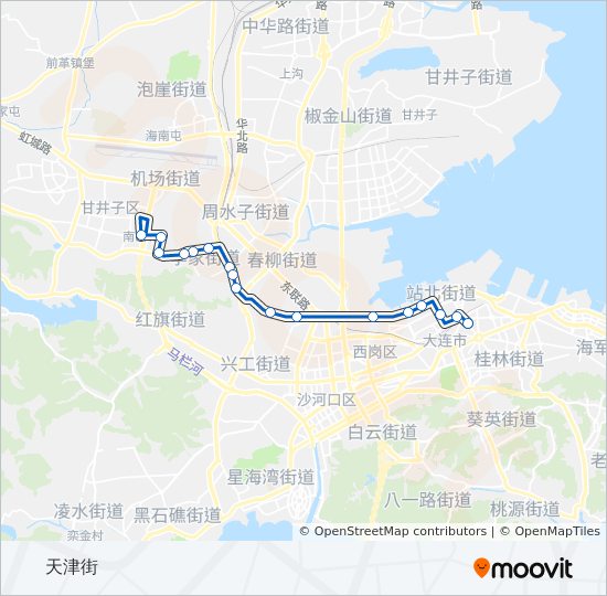 613路路线:日程,站点和地图-天津街